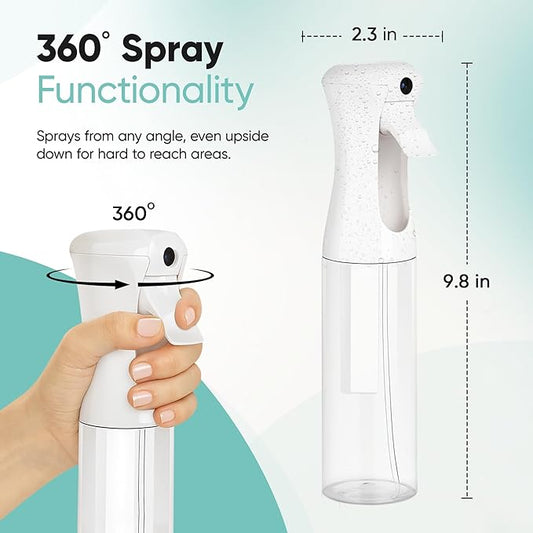 Aquableu Spray Bottle for Hair – Continuous Mist Spray Bottle for Hair Care, Styling, Cleaning, Plants, Pets & Essential Oils (White, 6.76oz/200ml)