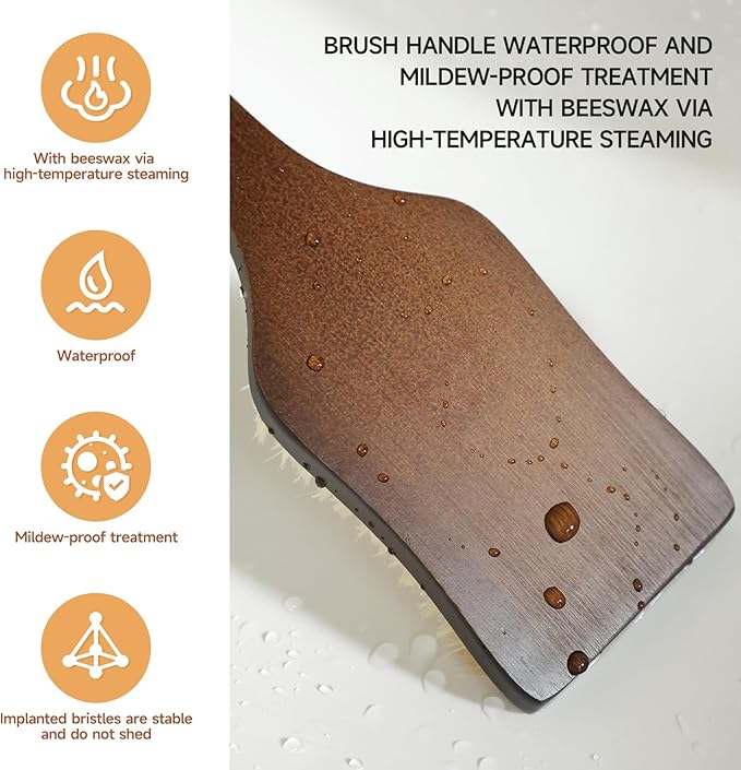 Back Scrubber Shower Brush,Dry Brushing Body Brush with 17.7 Inch Curved Long Handle, Natural Bristles for Lymphatic Drainage, Soft & Stiff Bristles Available (Natural Fiber, Stiff)