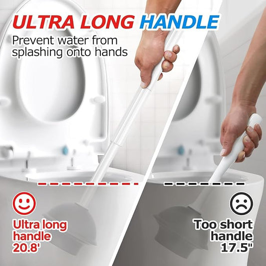 FORASTO 2IN1 Toilet Brush and Plunger Set, 3Pack Long Handle Combo in White | Bathroom essentials for apartment, bathroom decor, home essentials, cleaning supplies, compact floor storage for rentals