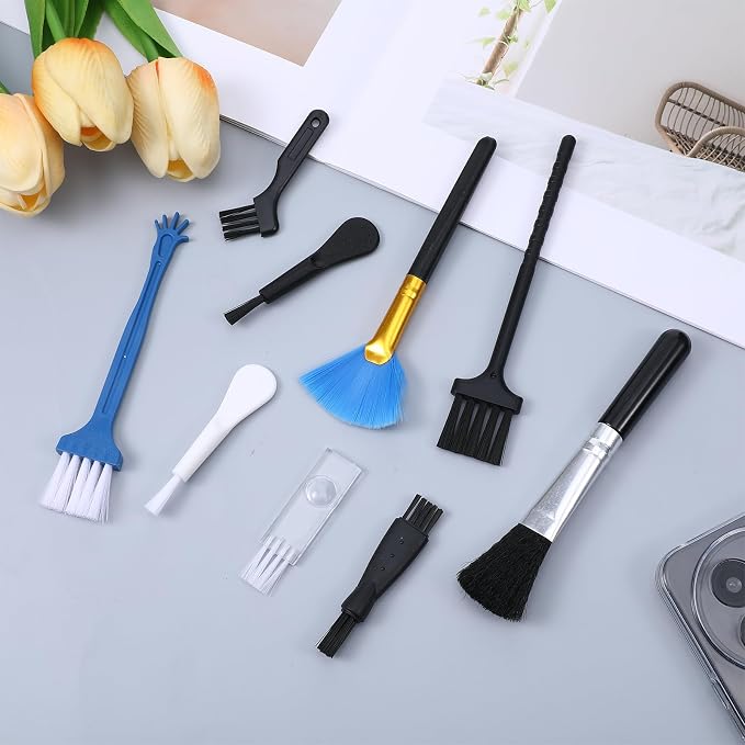Small Cleaning Brush Set, 9Pcs Cleaning Brushes Small Spaces for Electronics Tiny Objects Mini Crevice Tight Spaces Jewelry (Black)