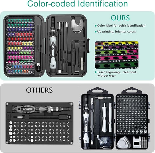 ORIA Precision Screwdriver Set, 132 in 1 Screwdrivers Kit with 108 Screwdrivers Bits, Upgraded Repair Tool Kit, Color Coded Screwdriver Set with Extension Rod for Phone,Eyeglass, Watch