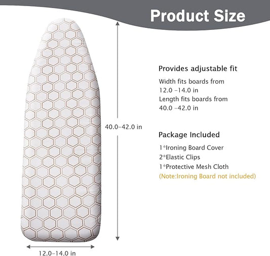 SheeChung 14"x42" Over The Door Ironing Board Cover and Pad,Thick Iron Covers with Fastener Straps,Durable Scorch & Stain Resistant Padded Door Ironing Board Cover
