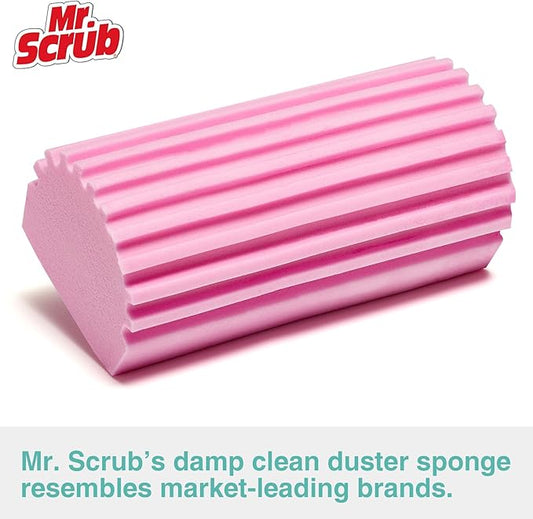 4 Pack Damp Dusting Sponge Duster, Pink Dust Cleaning Sponge, Reusable Household Cleaning Sponge Tool for Blinds, floorboards, Fan Blades, Vents, Glass, Railings, Mirrors