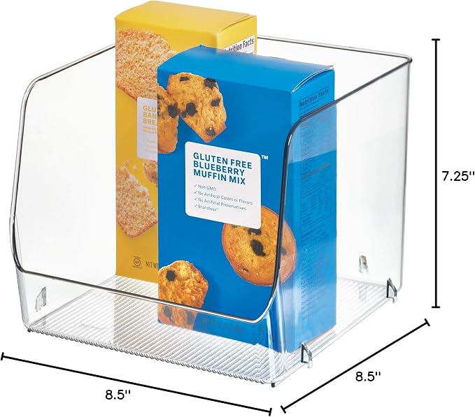 InterDesign iDesign Linus Stacking Organizer Bins for Kitchen, Pantry, Office, Bathroom, Extra Large-Clear (Pack of 4)