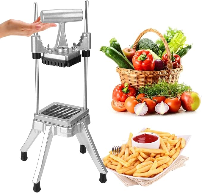 WICHEMI Commercial Vegetable Fruit Chopper Food Dicer French Fry Cutter | Stainless Steel 1/4" Blade, Heavy Duty, High Efficiency, Detachable, Easy Clean, Cuts Onions, Tomatoes, Potatoes, Peppers.