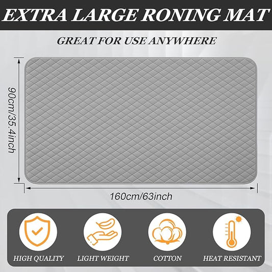 Tegeme Extra Large Ironing Mat (35.4 x 63 Inch), Heat Resistant Ironing Blanket, Quilted Iron Board Pad for Table Top, Countertop, Home, Laundry Room, Foldable for Quilting and Travel