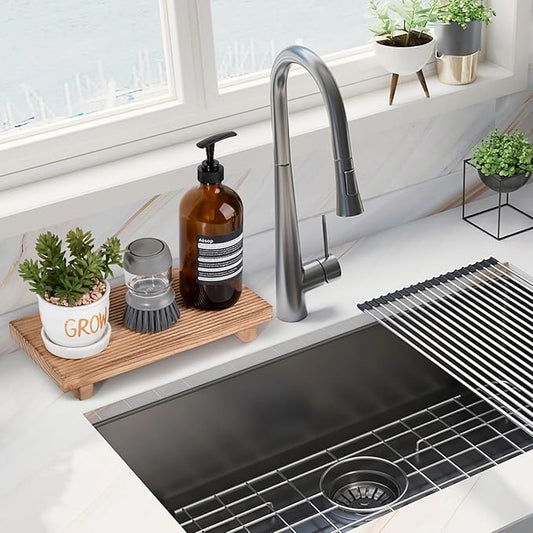 Bathroom Tray Farmhouse Decor Pedestal Stand Wood Riser Display Kitchen Accessories Soap Holder for Sink, Counter, Vanity, 11 * 5.5 Brown
