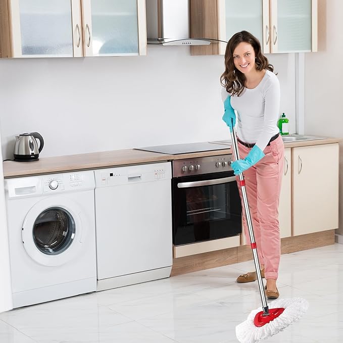 O-Cedar Spin Mop Replacement Head - 4 Refills, 30-58in Handle and Base Combo Set