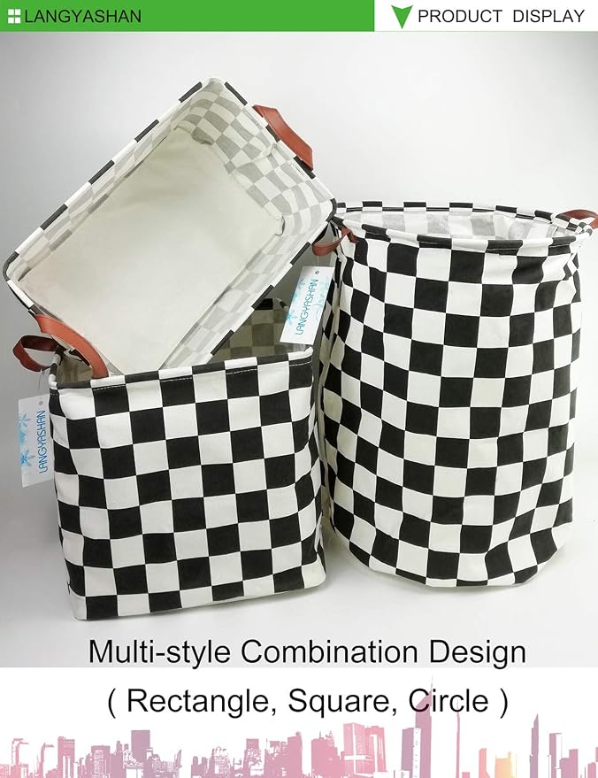 Round Laundry Basket Collapsible Boys Nursery Hamper Organizer Racing Flag | Waterproof Canvas Foldable Storage Bin Car Toy Bins Gift Baskets Bedroom Clothes for Home Play Bedroom Gift