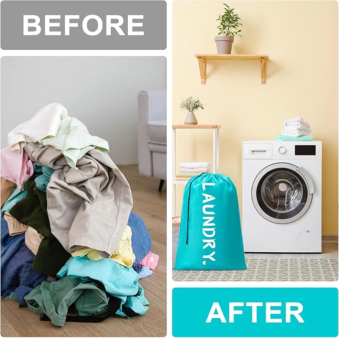 2 Pack Travel Laundry Bag,24" x 36", Extra Large Dirty Clothes Organizer | Machine Washable with Drawstring, Holds 3-4 Loads of Laundry,Fit a Laundry Hamper or Basket Travel Essentials