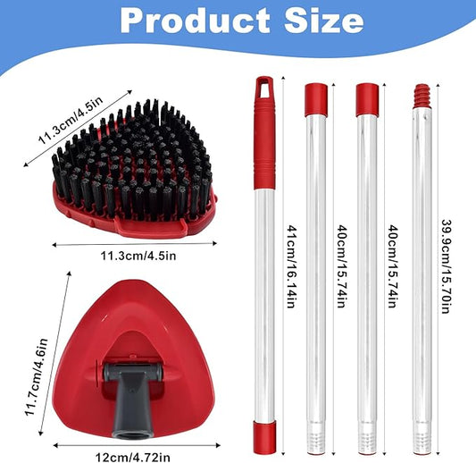 Mop Handle for O Cedar RinseClean 2 Tank System, Scrub Brush and Spin Mop Base Compatible with O-Cedar, 4-Section Spin Mop Handles and Base for RinseClean Spin Mops