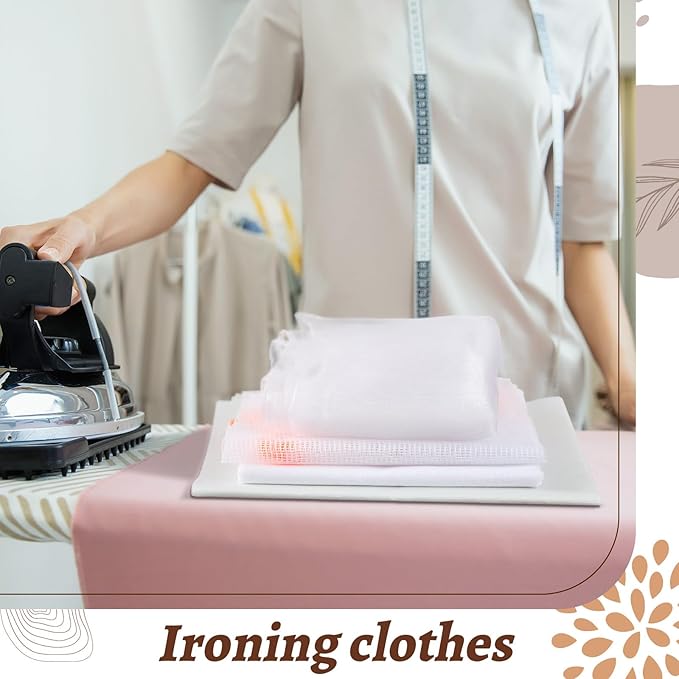 HunnmingRe 4 Types Pressing Cloth for Ironing, Including Silk Organza, Mesh, Cotton, PTFE Cloth Fabrics, 4 Types of Different Fabric Pressing Cloths for Clothes Protect (Large)