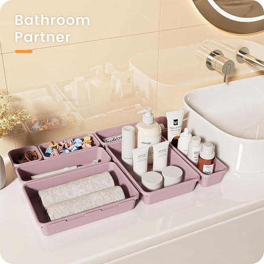 A-LuGei ใ๐ฎ๐ด๐ฃ๐๐ฆใ ใ๐ฑ๐ฆ๐ถ๐๐ฒใ Purple Drawer Organizer, Makeup organizer, ใHolds 177 Itemsใ Bathroom Organizers and Storage, Plastic Desk Organizer Divider, Organizer Bins for Office Vanity