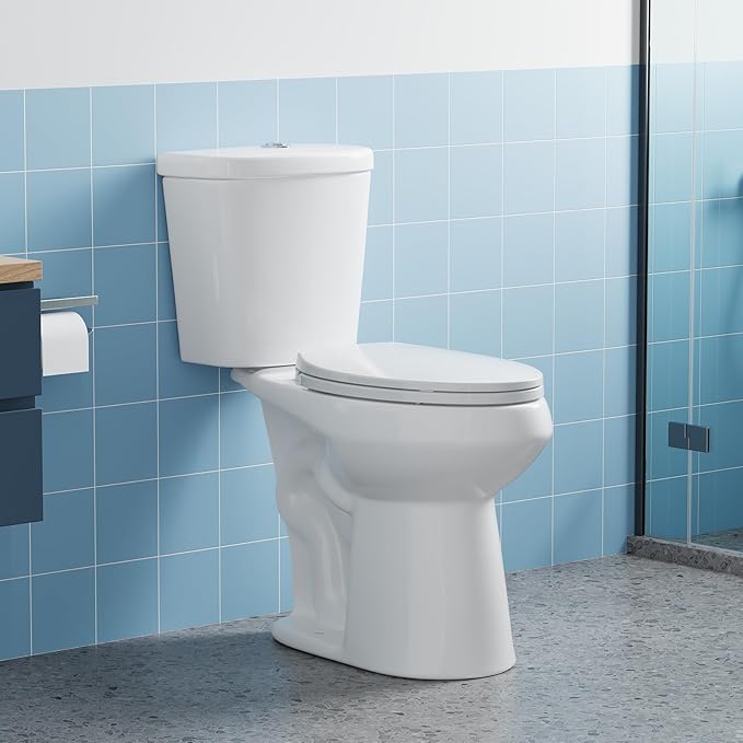 Comfort Height 19" Elongated Dual Flush Toilet Set – Upgraded Power Flush, Top Dual Button, Water-Efficient for Eco-Conscious Homes, Includes Slow-Close PP Seat & Complete Tank – Great for Guest