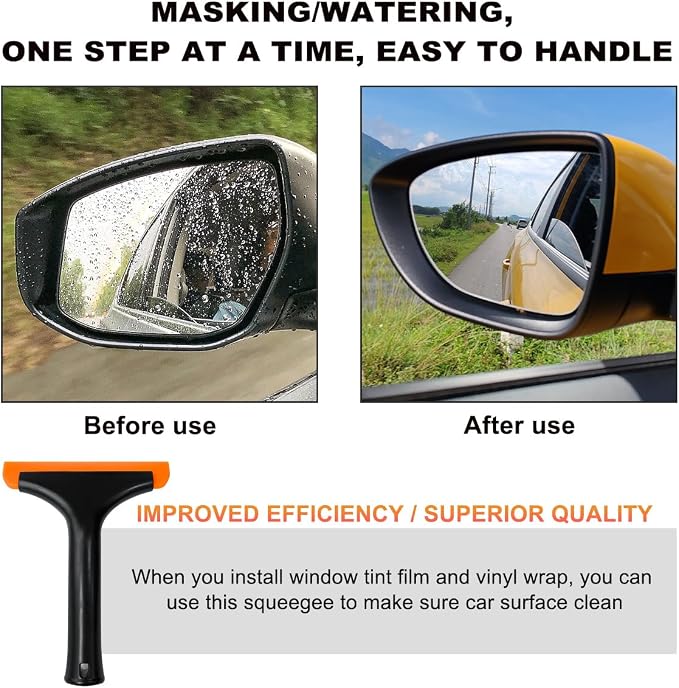 KVAEY Small Silicone Window Squeegee, 5.9 Inch Car Windshield Water Blade Squeegee with Non-Slip Handle, All-Purpose Cleaning Squeegee for Car Windshield, Window, Mirror (Black)