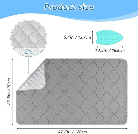 Ironing Mat &Pad Magnetic Heat Resistant Pads Portable Travel Ironing Blanket Ironing Board Covers 27.6x47.2Inches Monochrome Geometric Quatrefoil Grey14