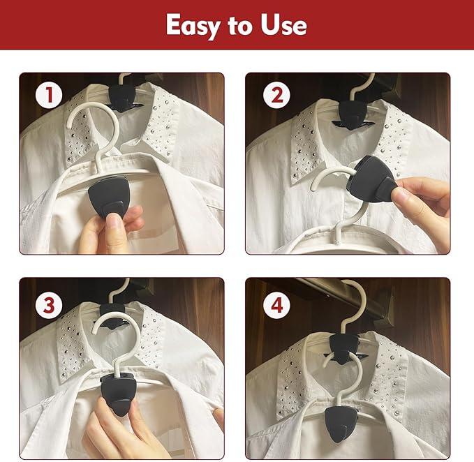 Latoxcaa Space Saving Hanger Hooks 20Pcs, Upgrade Heavy Duty Space Saver Hangers Connector Hooks for Clothes, Premium Hanging Closet Organizer for Dorm, Ganchos para Colgar Ropa, Black