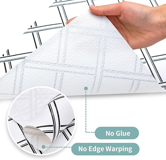 Drawer and Shelf Liner for Kitchen Cabinet: 17 in X 30 Ft Non Slip | Shelf Paper Non Adhesive Refrigerator Liners Black and White Squares Easy Liners for Bathroom