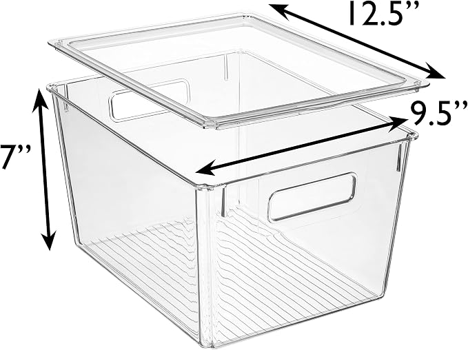 ClearSpace Plastic Storage Bins with Lids X-Large – Perfect Kitchen Organization, Desk Organizer or Pantry Storage – Desktop Organizer, Pantry Organization and Storage Bins, Cabinet Organizers