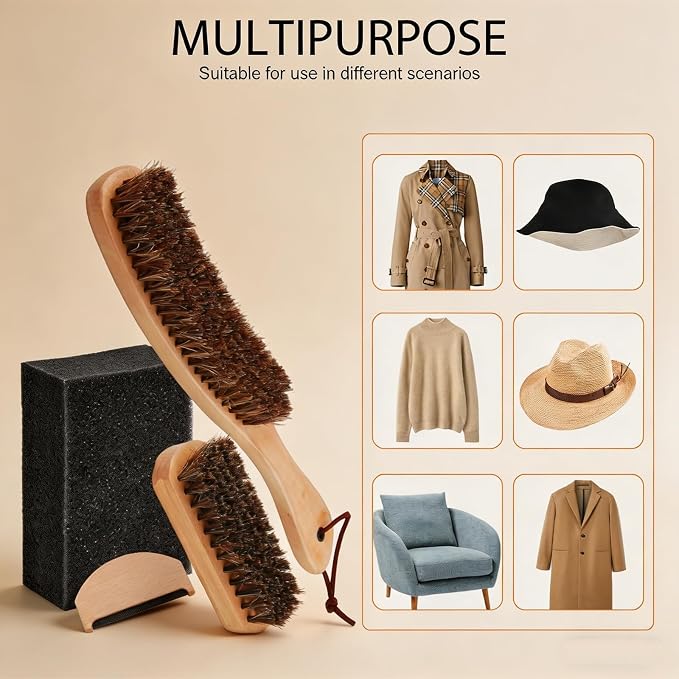 4Pcs Cowboy Hat Cleaning Kit Felt Hat Brush with Sponge Wood Cap Cleaner Lint Remover