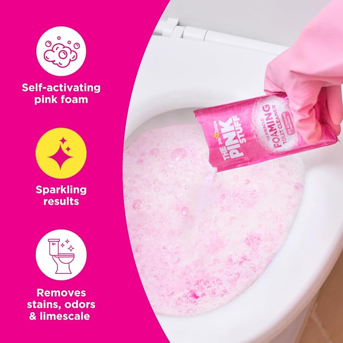 The Pink Stuff Cleaning Bundle Kit, Squeezable Cleaning Paste, Cleaning Paste, Toilet Foaming Powder, Multi Purpose Spray, Bathroom Cleaner Spray, Household Cleaning Supplies Set