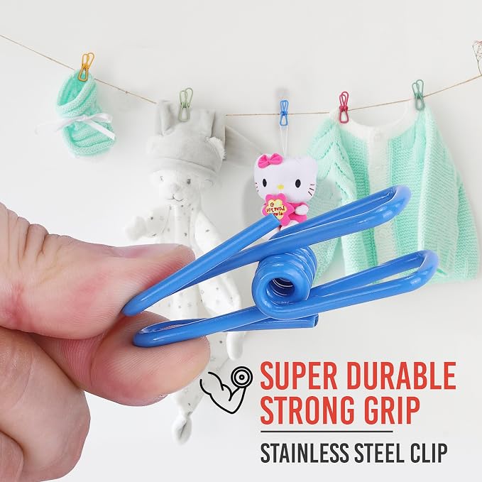 30 Pack Assorted Chip Bag Clips Utility - PVC 2 Inch Coated Colorful Sealer for Sealing Food - Paper Holder, Clothesline Clip for Laundry Hanging, Kitchen Bags, Multipurpose Clothes Pins