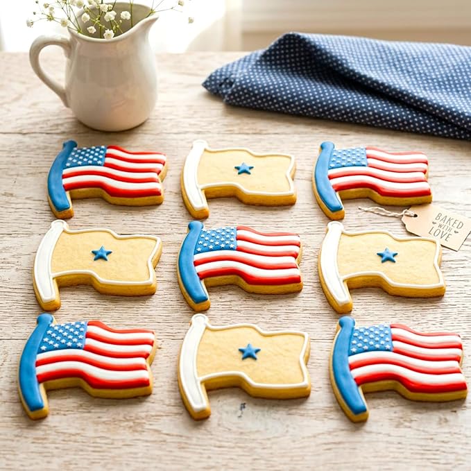4th of July Cookie Cutters 8Pcs Large Size, National Shapes Metal Biscuit Fondant Cutters for Celebration, Hat Map Flag Eagle Star Cookie Molds Set