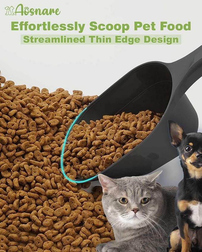 2PACK Dog-Cat Food-Scoop Measuring-Cup,1 Cup Capacity Versatile Plastic Pet Food Scoop with Measuring Lines 1 Cup and 1/2 Cup for Precise Portion Control (Black and Green)