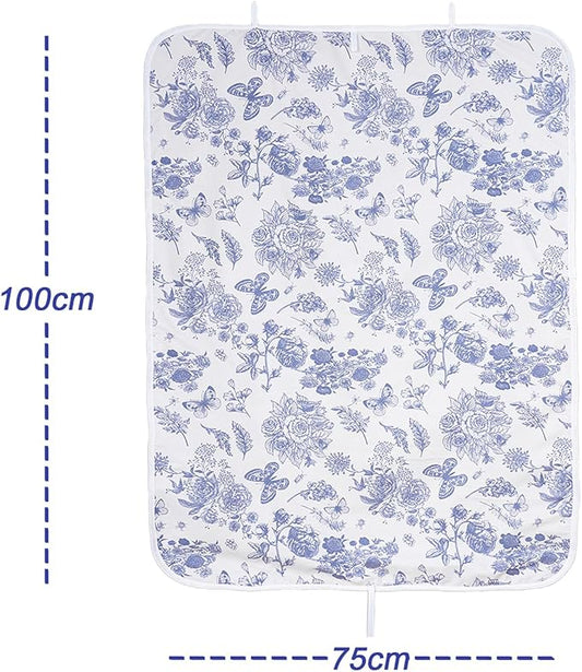 Portable Ironing Mat 29×39", Heat-Resistant Foldable Ironing Pad with Hanging Hooks, Travel Ironing Blanket with Cotton Top & Felt Padding