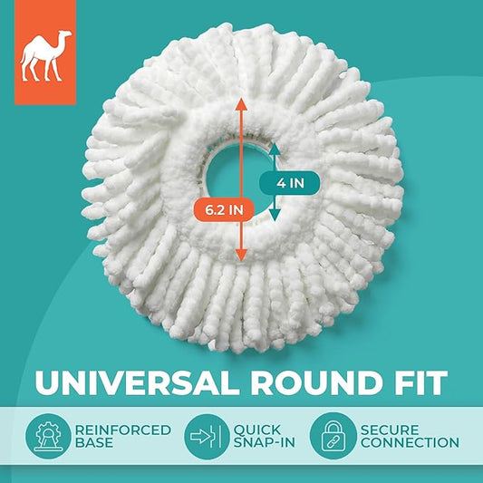 Grazie Spin Mop Head Replacements – Premium Microfiber Mop Refills – Ultra-Absorbent, Washable Heads – Compatible with Most Spin Mop Systems – Ideal for Tile, Hardwood & Laminate Floors – 2-Pack