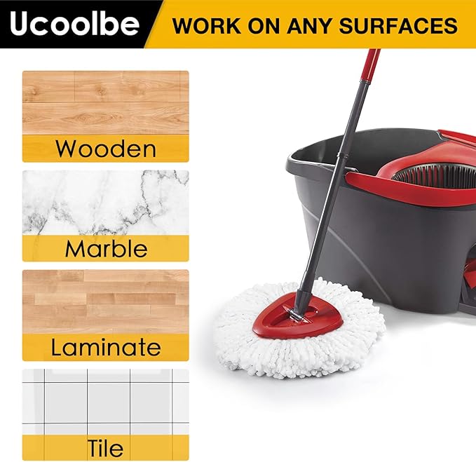 Spin Mop Heads Replacements for O Cedar Triangle Swivel Mops, 4 Pack Microfiber Mop Refills, Deep Cleaning, Machine Washable, Easy to Install