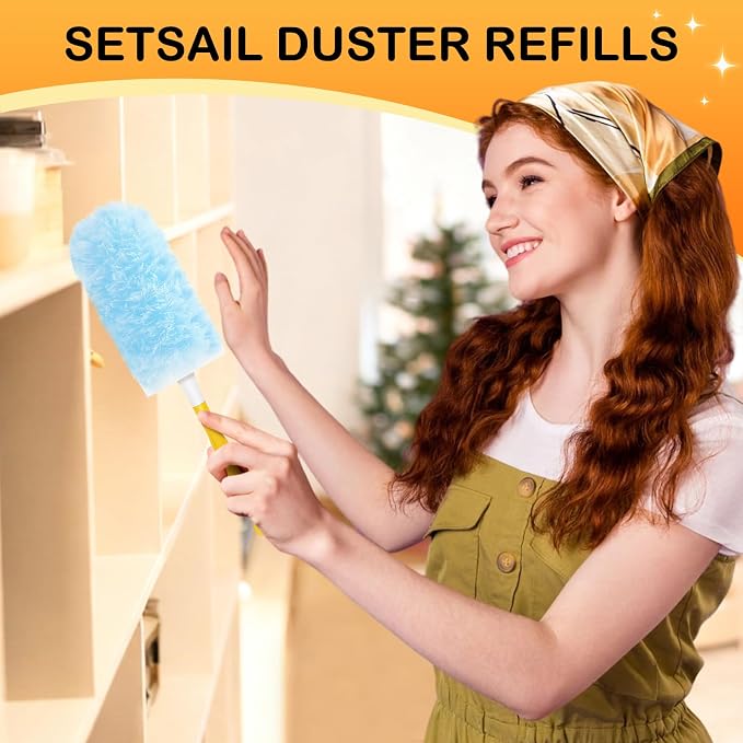 SetSail 25 Count Duster Refills Compatible with Swiffer Dusters, Blue | Compatible with Swiffer Dusters,Disposable Duster Refill,Multi Surface 360° Duster Cleaner,for Ceiling Fan, Blind, Furniture