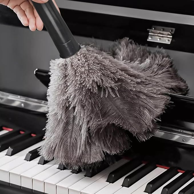 Retractable Feather Duster-Genuine Ostrich Feathers,Anti-Static,Reusable Eco-Friendly Handheld Cleaning for Keyboard,Home,Car,Office(10 to 15 Inches) 12Pack