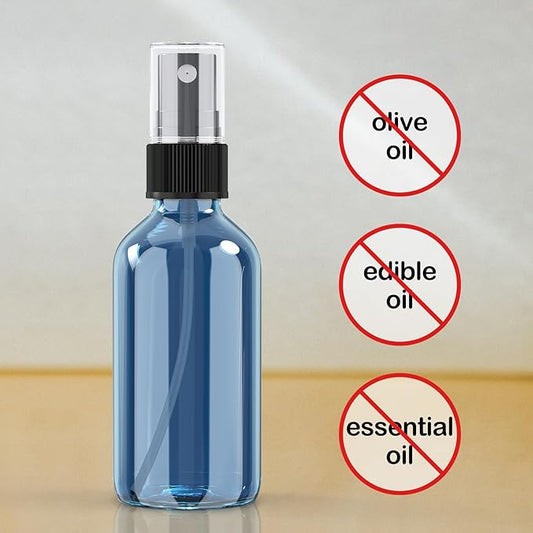 Wedama 2 oz Mini Glass Spray Bottles, Empty Small Spray Bottles with Funnel Dropper, Fine Mist for Hair, Travel, Plants, Cleaning Solutions and Skin Care (4 Pack Indigo Blue)