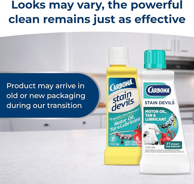 Carbona Stain Devils #7 (1.7 Fl Oz), Targeted Spot Cleaner for Motor Oil, Tar & Lubricant Stains, Safe on Skin & Washable Fabrics