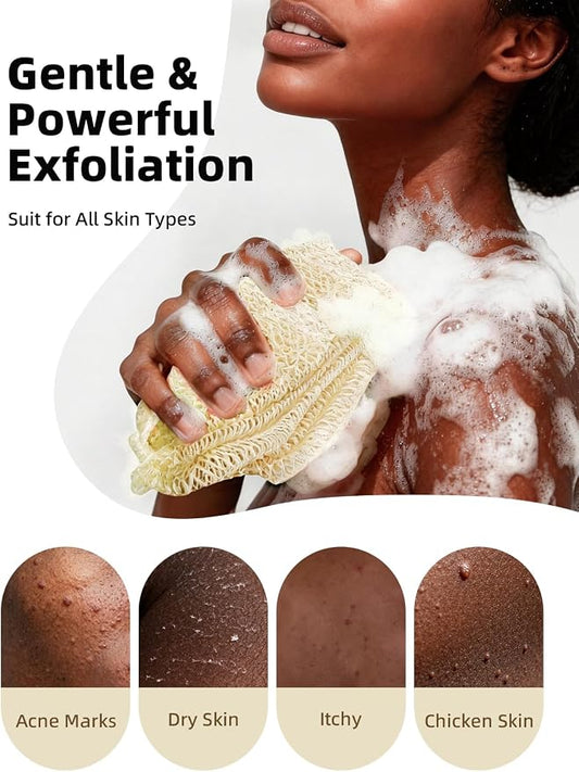 Cleangor 2Pcs African Net Sponge Authentic with Knots - Exfoliating Body | Scrubber for All Skin Types, African Bath Sponge, Wash Cloth, Gentle Exfoliation Shower Rag for Women Daily Use
