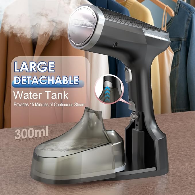 Steamer for Clothes,10s Fast Heat-up Handheld Clothes Steamer, Fast Wrinkle Remover with 300ml Tank, Garment Steamer Ideal for Most Fabrics, Easy to Use, Clothes Steamer with Brushes for Home, Travel