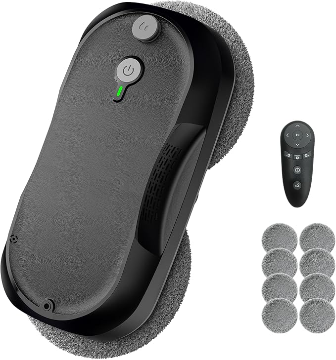 Obito Window Cleaning,Window Cleaner Robot with Triple Safety System,Edge Detection,Intelligent Navigation,Anti-Slipping, Longer Battery Life, Max 6400Pa, Remote Control