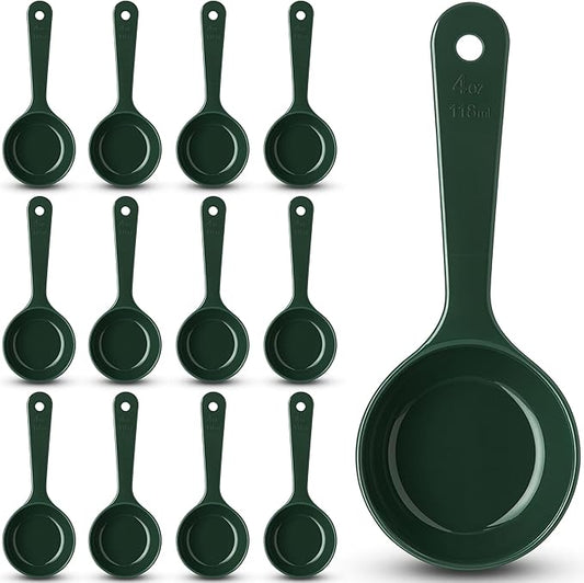 Carlisle FoodService Products Measure Miser Solid Measuring Spoon with Short Handle, 4 Ounces, Green (Pack of 12)