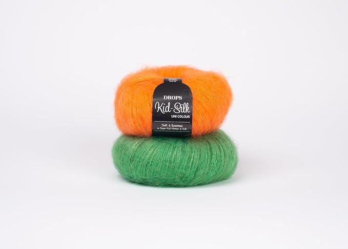 Drops Mohair and Silk Yarn Kid-Silk, 0 or Lace, 2 Ply, 0.9 oz 230 Yards per Ball (48 Parrot Green)