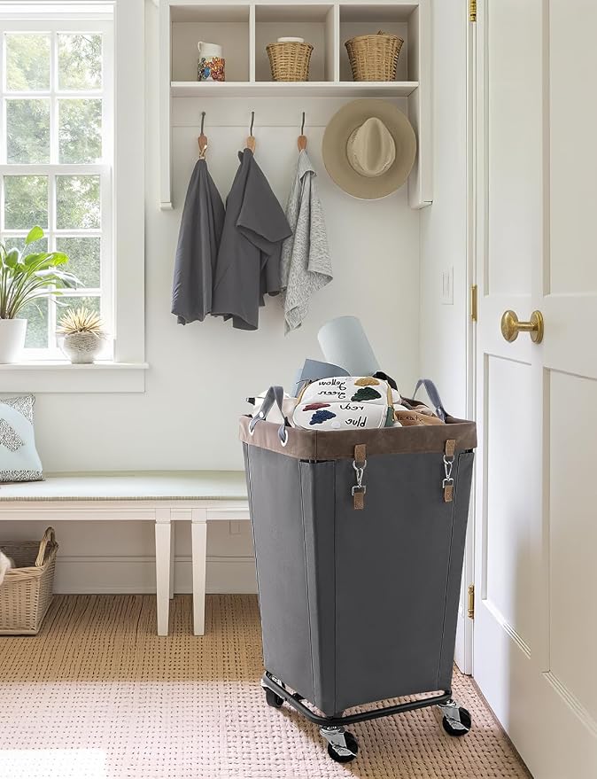 StorageWorks 160L Laundry Basket with Wheels, Rolling Hampers for Clothing