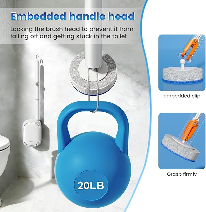 2 Pack Disposable Toilet Brush with 48 Refills, Toilet Bowl Cleaning System | Toilet Bowl Cleaner, Wall Mounted Toilet Bowl Brush and Holder Set for Deep Cleaning and Hygienic Bathroom Maintenance