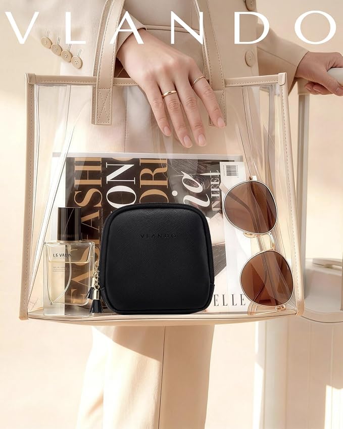 VLANDO 2-Layer Travel Jewelry Organizer for Necklaces,Rings,Earrings | Multi-Compartment Faux Leather Pouch with Velvet Lining Designed for Business Trips,Vacations,Daily Carry,Black