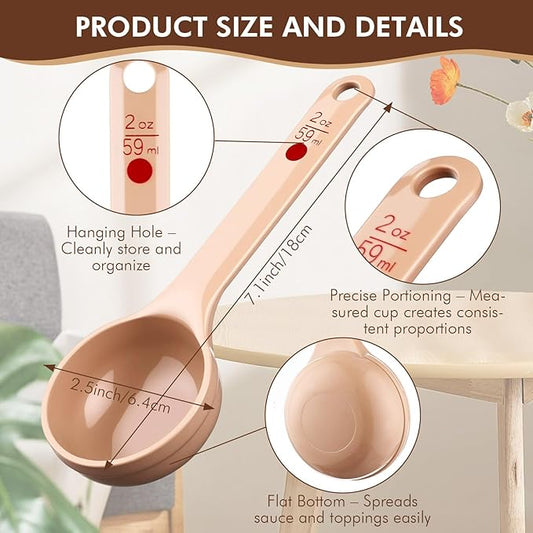 Teenyyou 10 Pcs 2 oz Foodservice Products Measure Spoon with Short Handle Measuring Scoop Miser Food Grade Solid Portion Control Spoon for Oatmeal Creatine Coffee Grains Spices Powders(Beige)