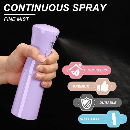 KAIZHOUZHOU(Purple Hair Mister Spray Bottle,Spray Water Bottle Fine Mist Refillable Plants(6.8OZ /200ML) Barber,Showering Pets, Plants, travel, Ironing and Cleaning (Continuous Spray)