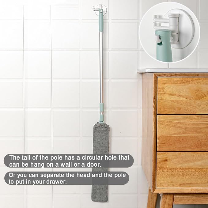 Dust Brush Under Appliance Microfiber Duster 40 - 55 in with 2 Cloth