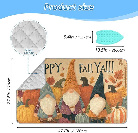 Ironing Mat Pad for Table Portable Travel Iron Blanket Ironing Board Covers Pressing Mat Heat Press Pads 27.6x47.2 Inches Orage Pumpkin Gnomes58