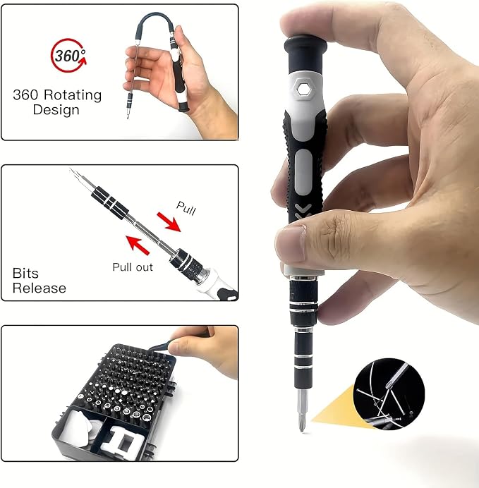 115 in 1 Precision Screwdriver Set, Professional Magnetic Tool Kit for Electronics Repair - Compatible with iPhone, Samsung Phone, Laptop, PC, PS5, Xbox, Nintendo Switch, Glasses & Watch