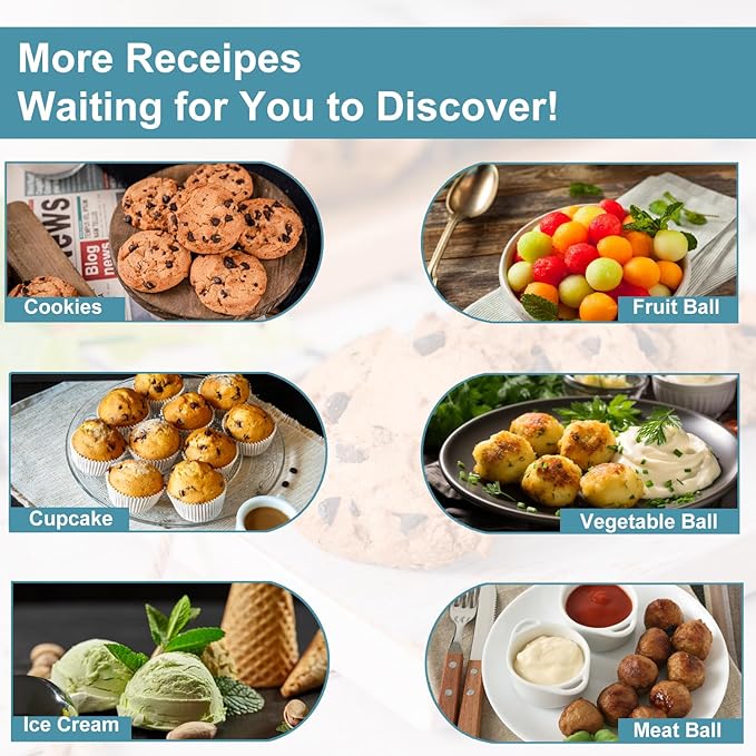 HOMURE H Cookie Scoop Set, Include 1 Tbsp/2 Tbsp/3 Tbsp, Cookie Dough Scoop, Cookie Scoops for Baking Set of 3, Mellon Baller Scoop, Mint Handle, Non-Slip, For Cookies Cupcake Muffin Ice Cream waffle