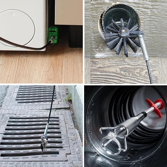 2-in-1 Drain Cleaning Tool Kit, 33" Flexible Drain Snake Clog Remover & 60" Drain Brush for Shower, Sink, Bathtub & Kitchen